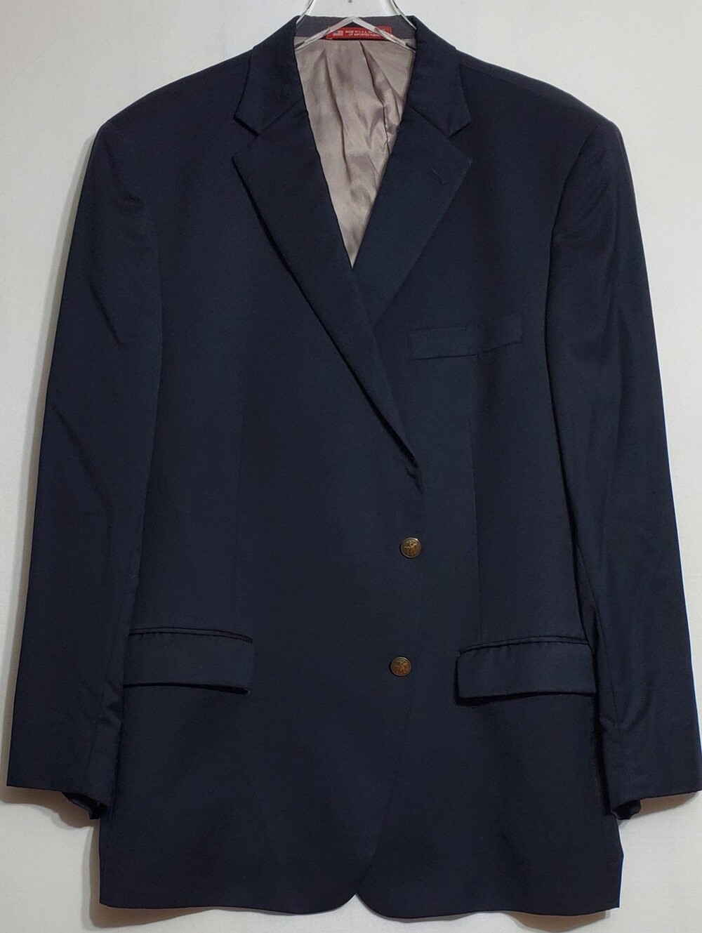 Hart Schaffner Marx 50R sport blazer jacket navy metal horse 2 buttons academia